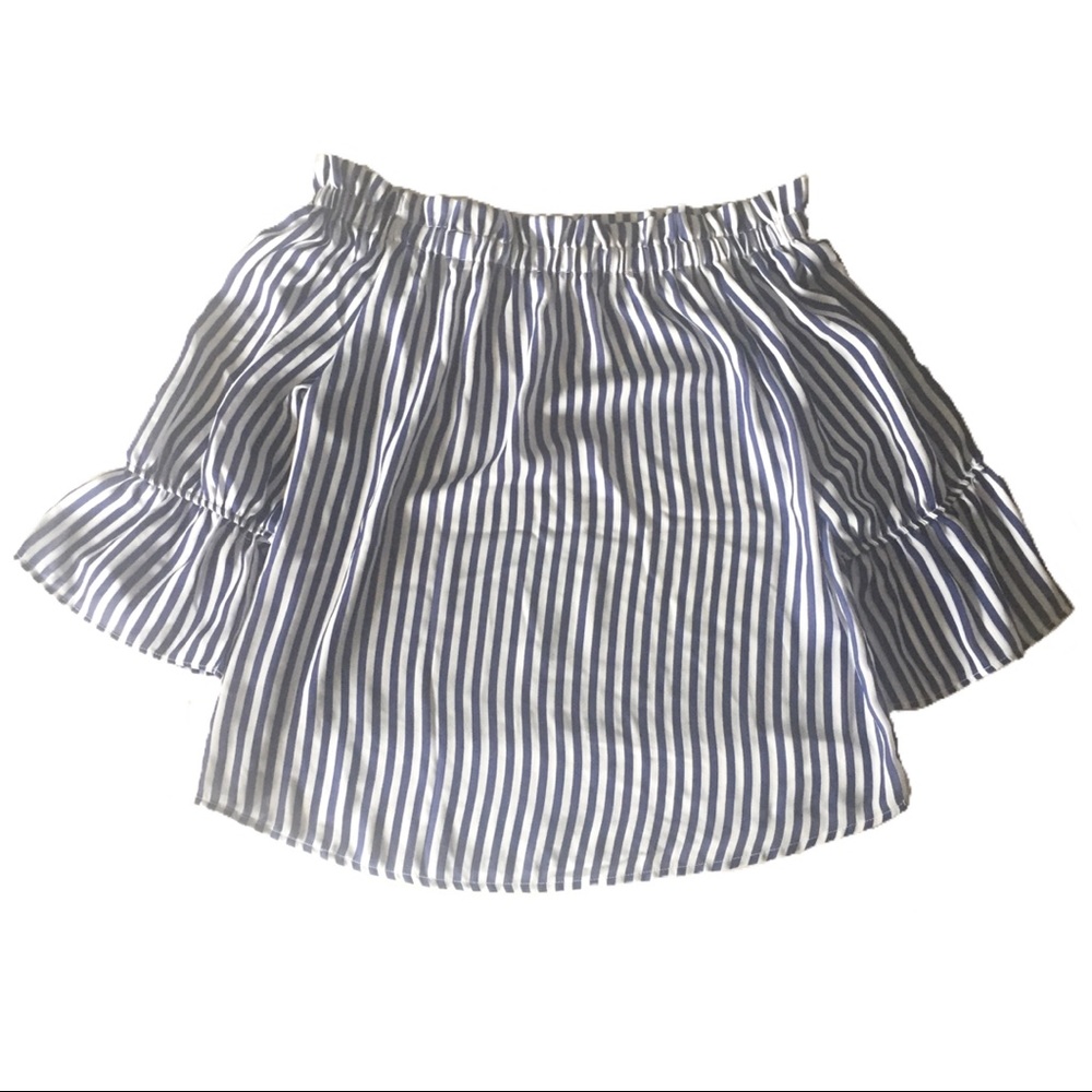 Women’s Off the Shoulder Bow Sleeve Striped Top